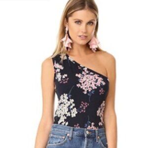 Rebecca Taylor floral one-shoulder top, size M - Like New